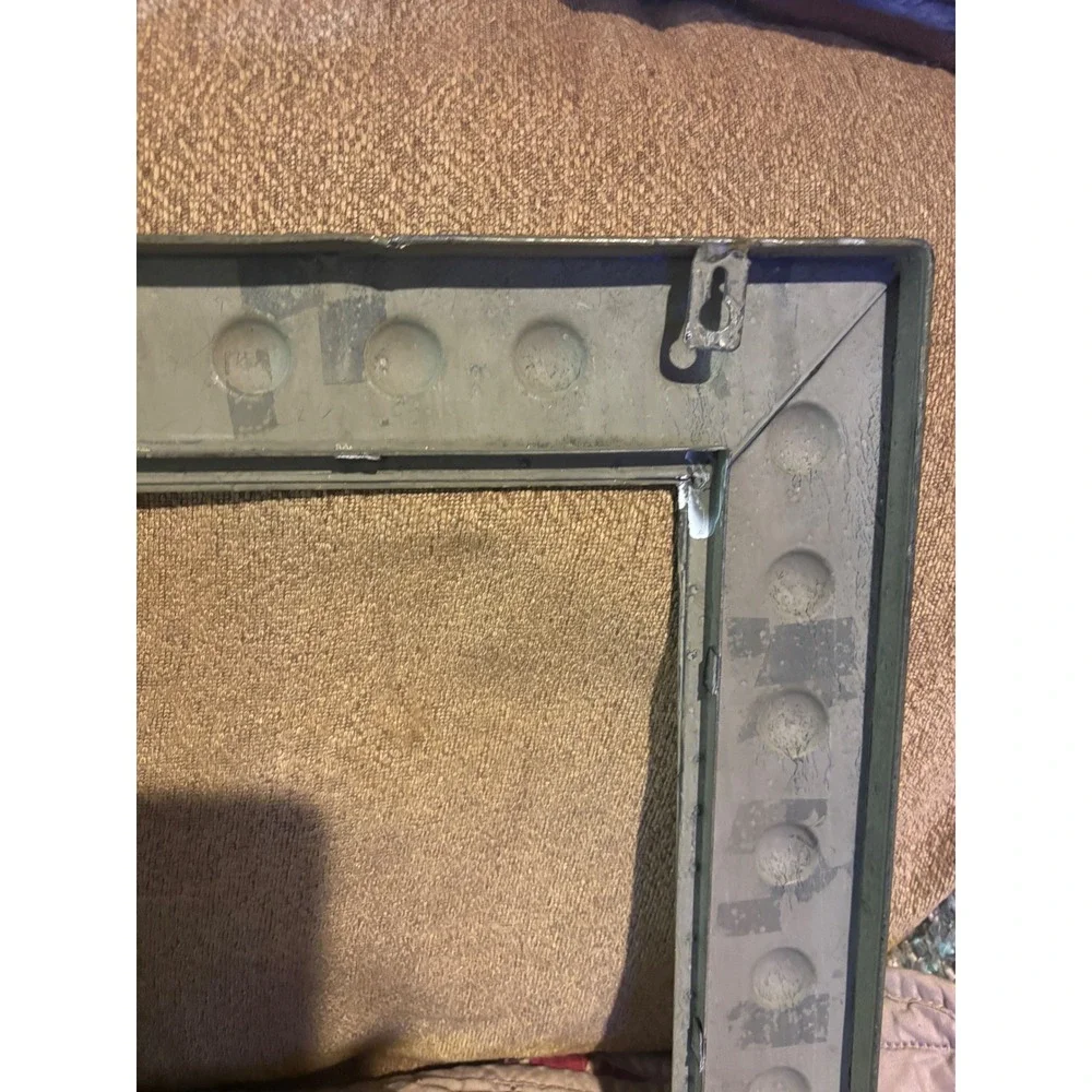 Vintage Studded Brass Metal Picture Frame Industrial Rope Border Decor 12x14
